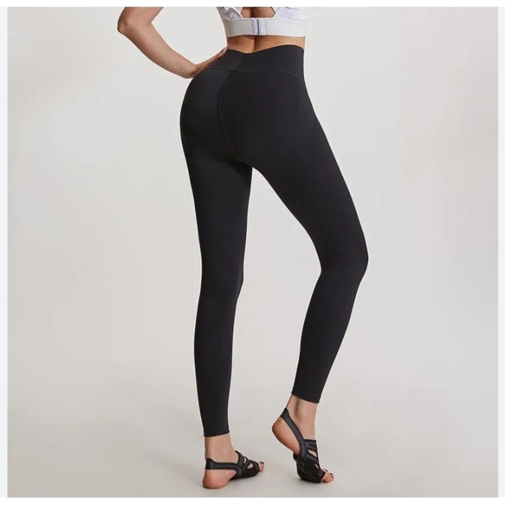 Vansydical butt lifting yoga pants leggings black size XL‎